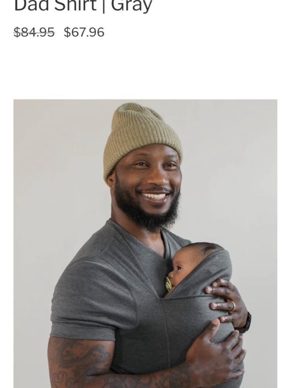 Palau Gray Men’s Dad Shirt - XL Stretch V-Neck Babywearing Tee